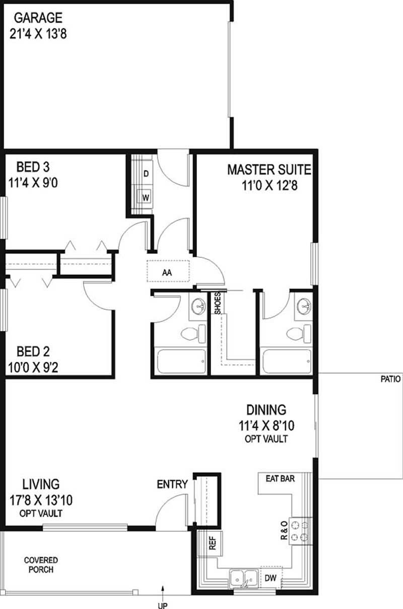Floor Plan First Story of Ranch Plan #145-1112