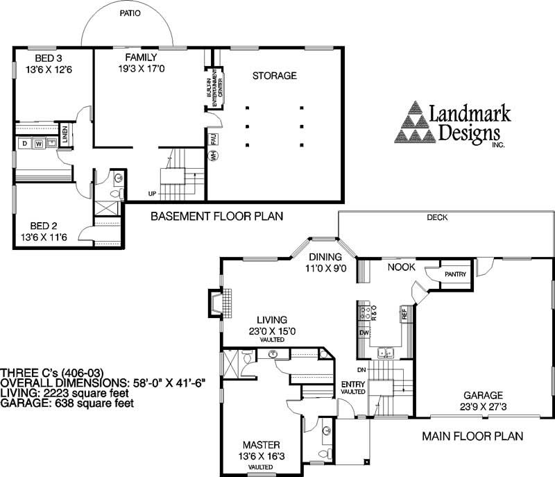 Floor Plan First Story of Small House Plans #145-1117