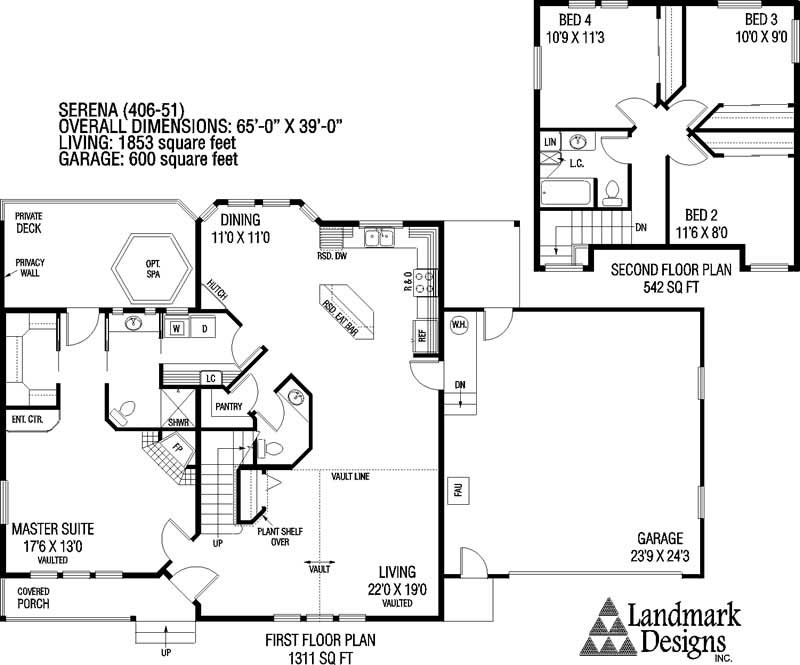 Floor Plan First Story of Country Plan #145-1126