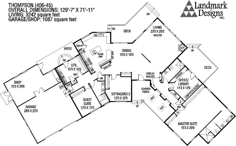 Floor Plan First Story of Country Plan #145-1129