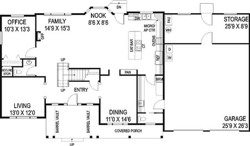Floor Plan First Story of Traditional Plan #145-1130