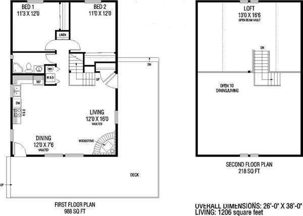 Floor Plan First Story of Small House Plans #145-1131