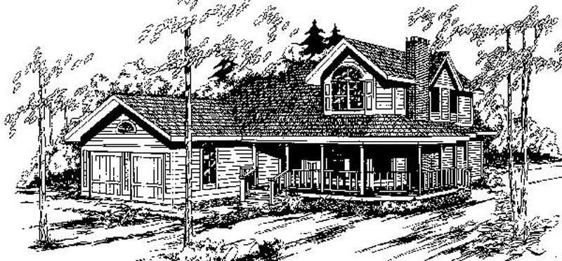 Front view of Country home (ThePlanCollection: House Plan #145-1132)