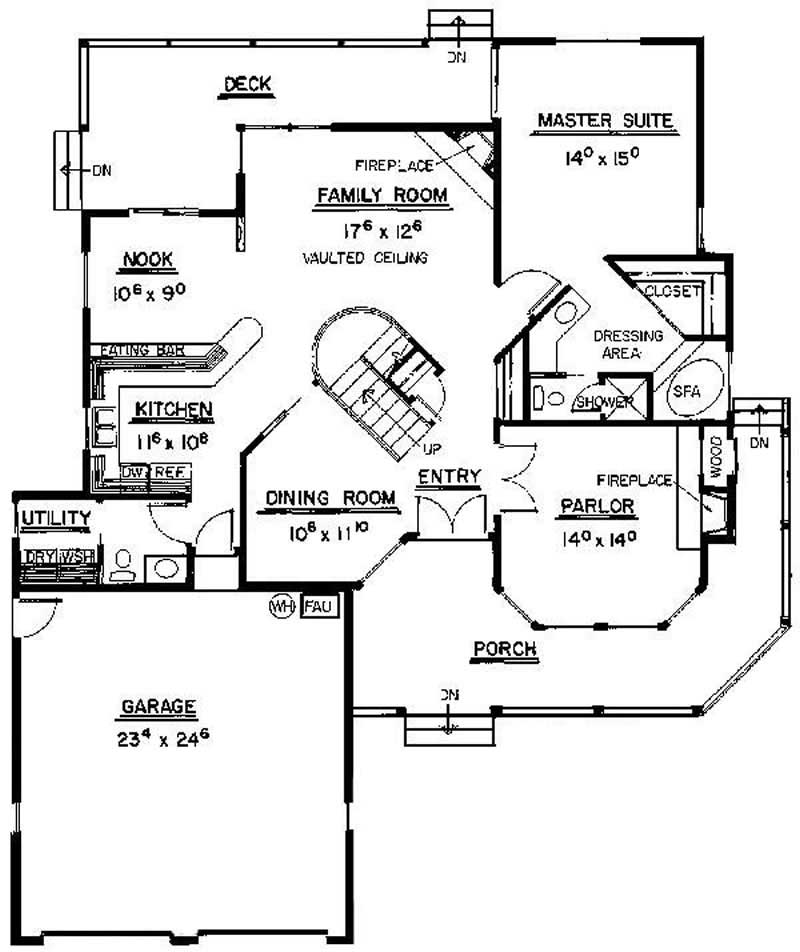 Floor Plan First Story of Country Plan #145-1132