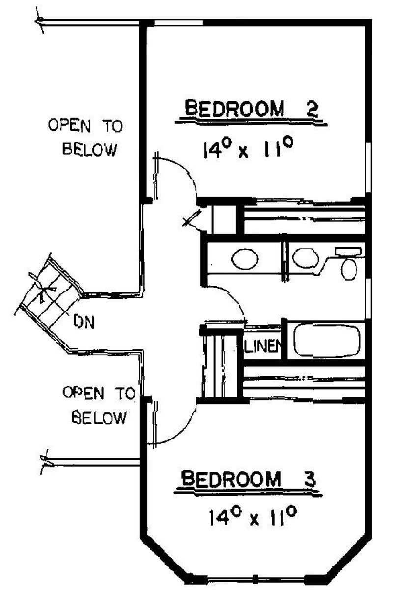 Floor Plan Second Story of Country Plan #145-1132