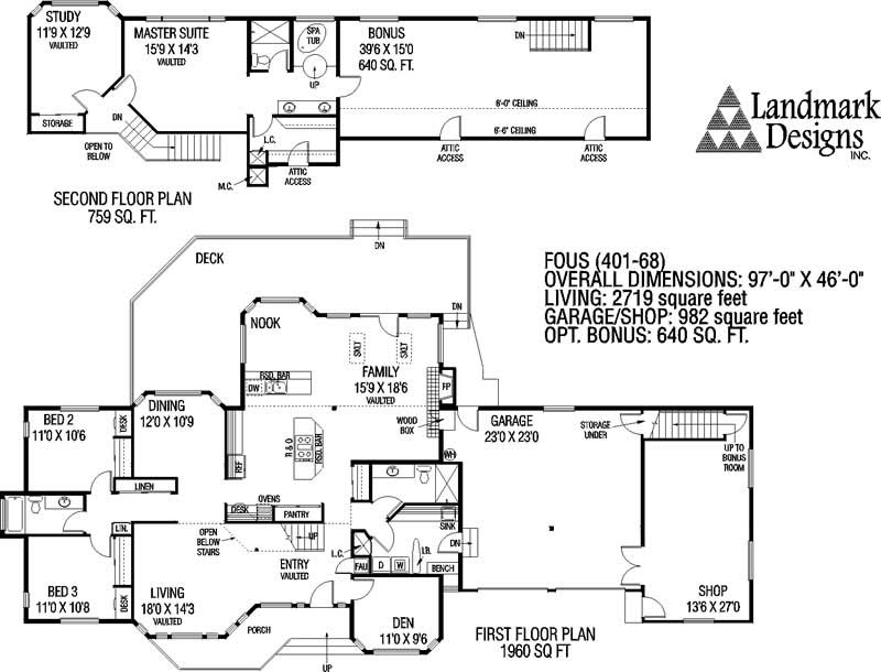 Floor Plan First Story of Craftsman Plan #145-1141