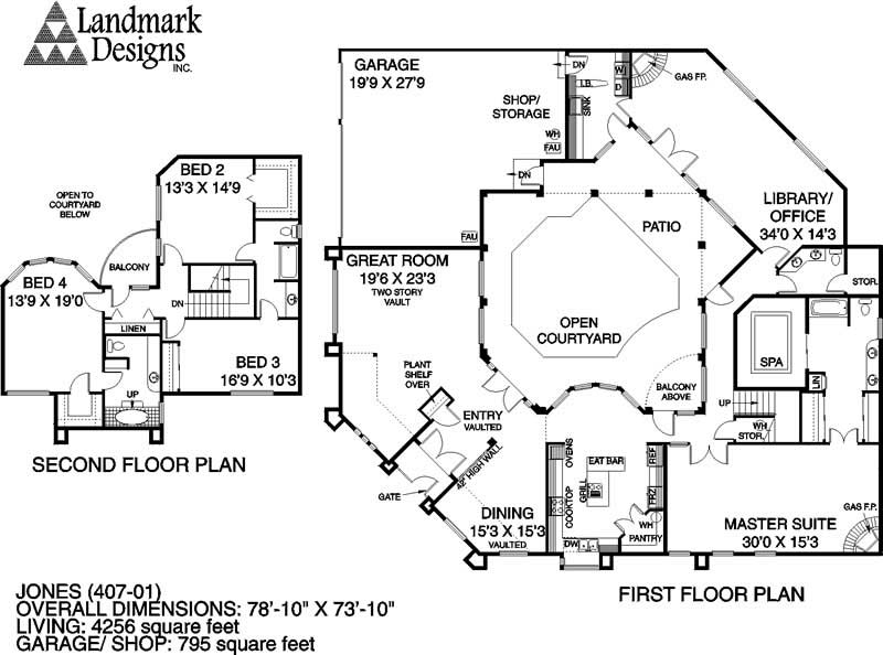 Floor Plan First Story of Country Plan #145-1147