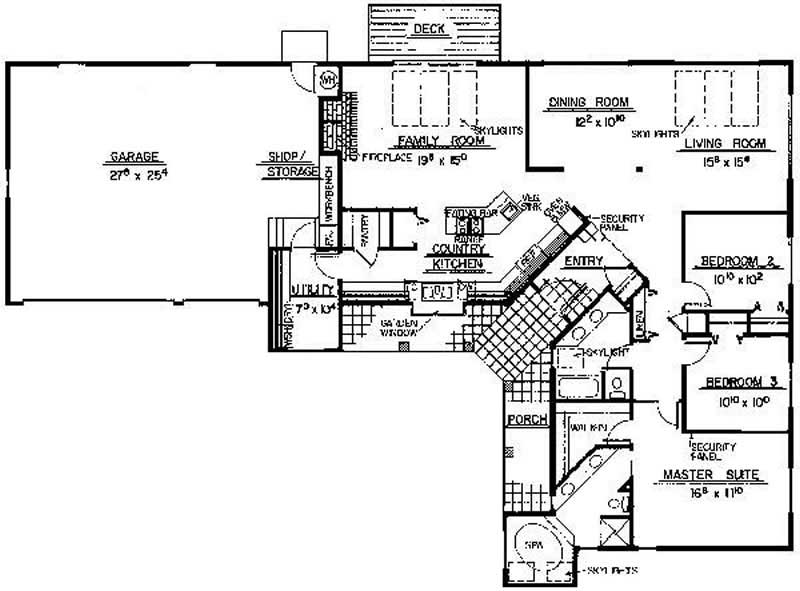 Floor Plan First Story of Ranch Plan #145-1149