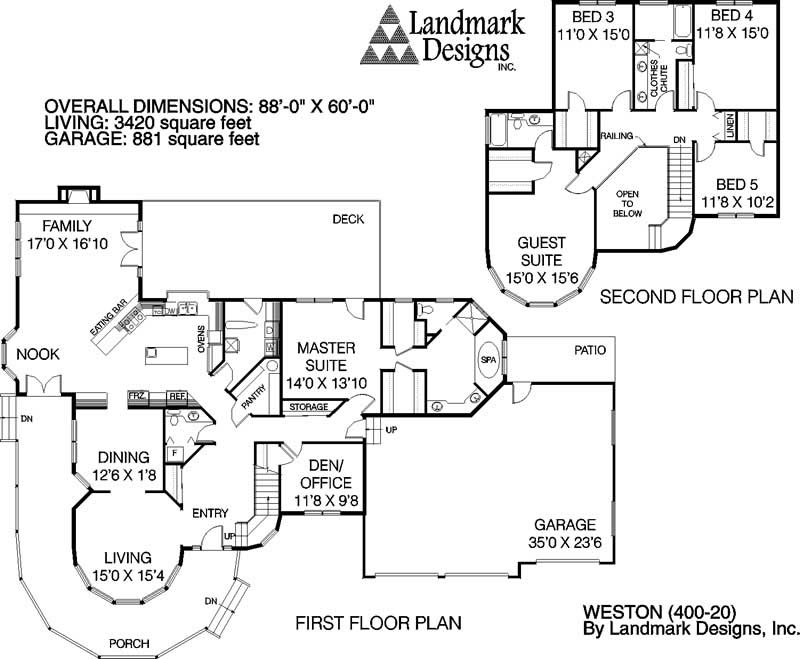 Floor Plan First Story of Luxury Plan #145-1155