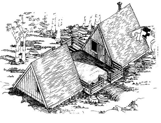 Front view of A Frame home (ThePlanCollection: House Plan #145-1156)