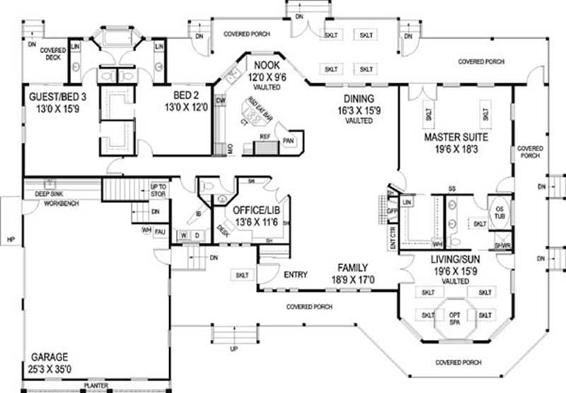 Floor Plan First Story of Country Plan #145-1158