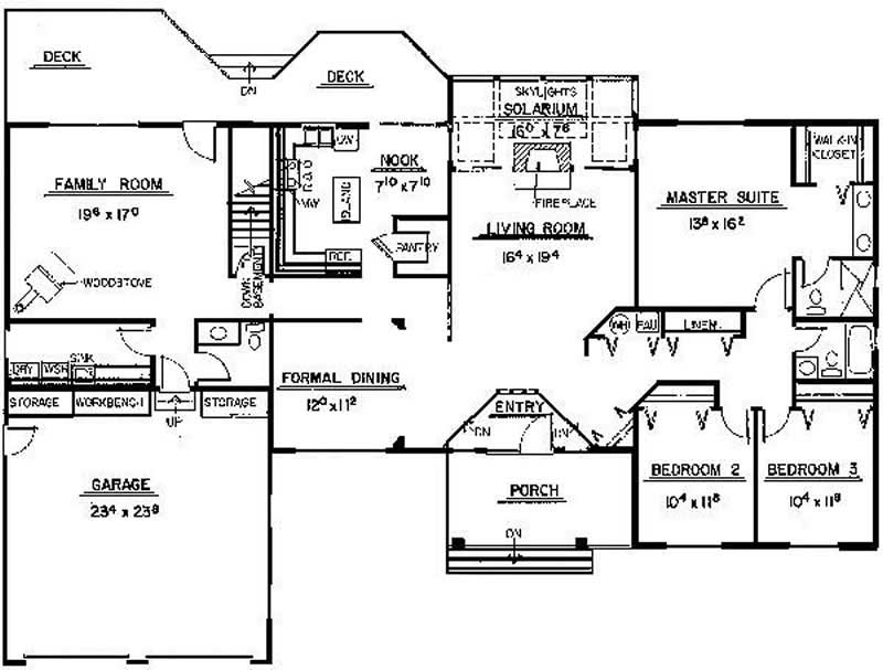 Floor Plan First Story of Ranch Plan #145-1160