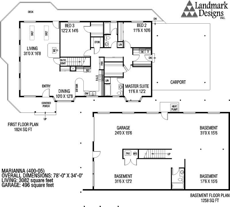 Floor Plan First Story of Country Plan #145-1163