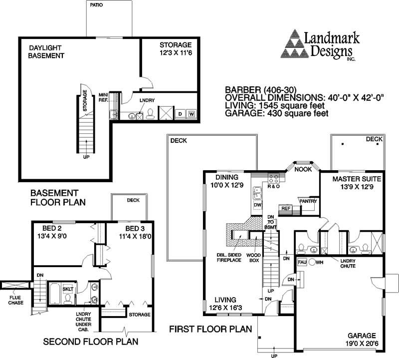 Floor Plan First Story of Contemporary Plan #145-1164
