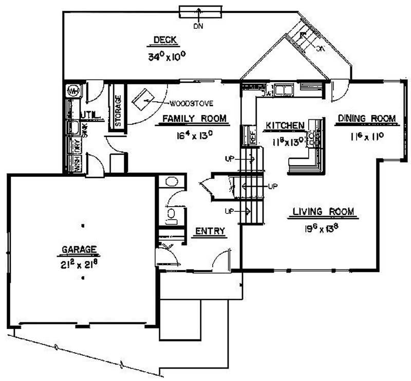 Floor Plan First Story of Traditional Plan #145-1165