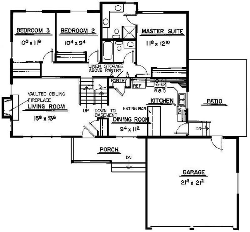Floor Plan First Story of Country Plan #145-1166