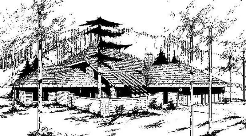 Front view of Modern home (ThePlanCollection: House Plan #145-1168)