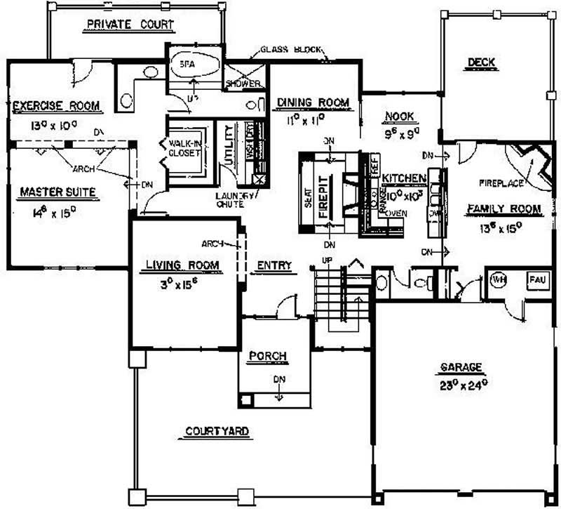 Floor Plan First Story of Modern Plan #145-1168