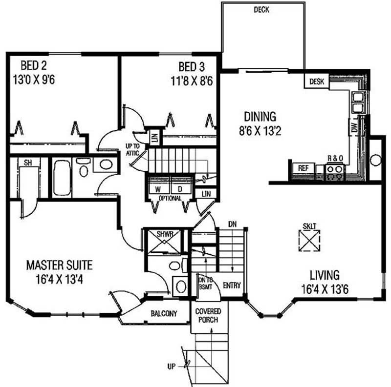 Floor Plan First Story of Small House Plans #145-1169