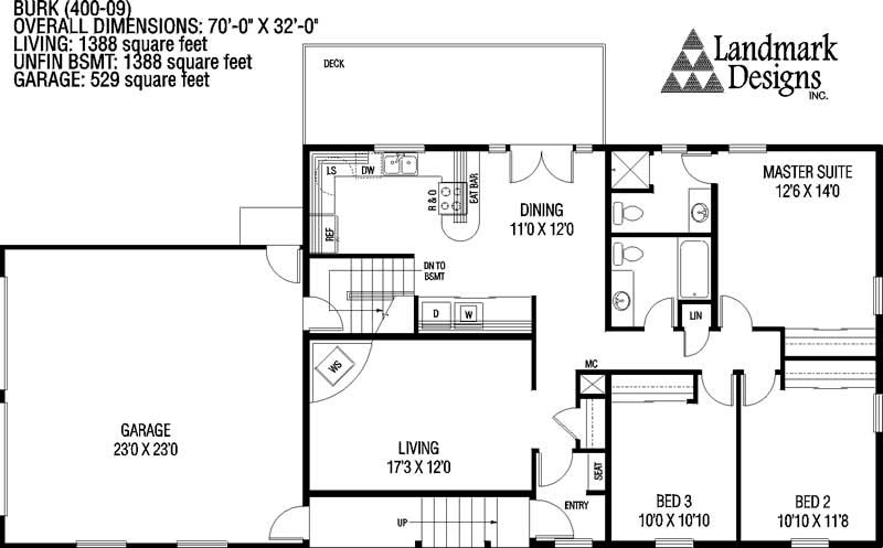 Floor Plan First Story of Log Cabin Plan #145-1179