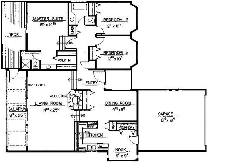 Floor Plan First Story of Ranch Plan #145-1192