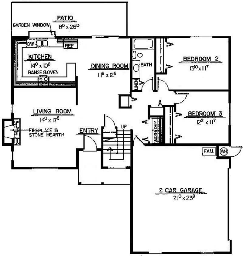 Floor Plan First Story of Southwest Plan #145-1194