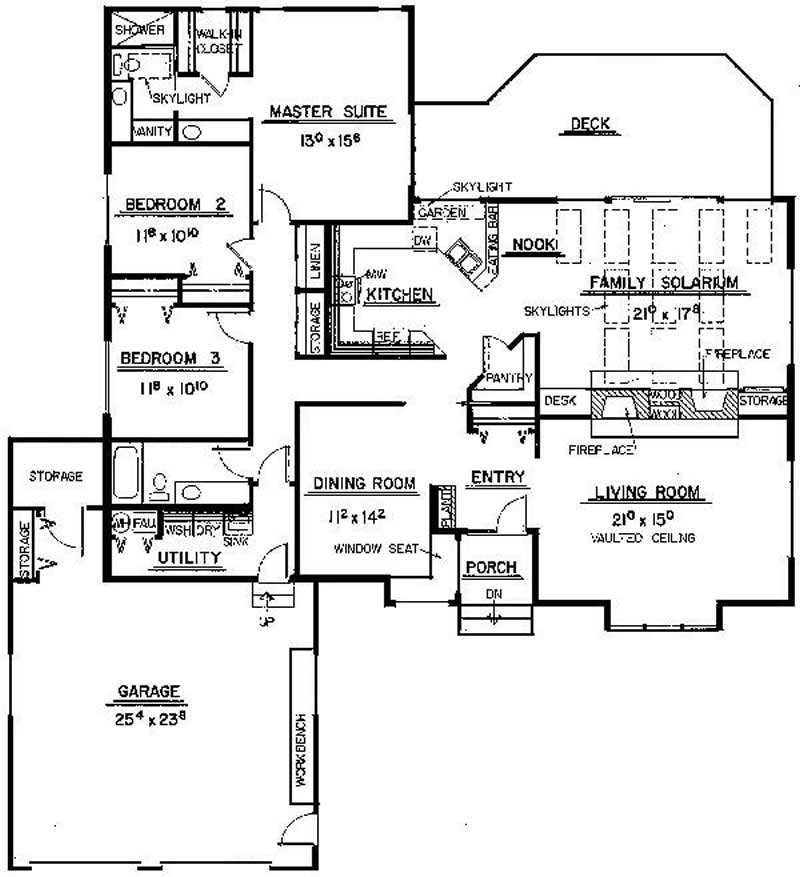 Floor Plan First Story of Ranch Plan #145-1195