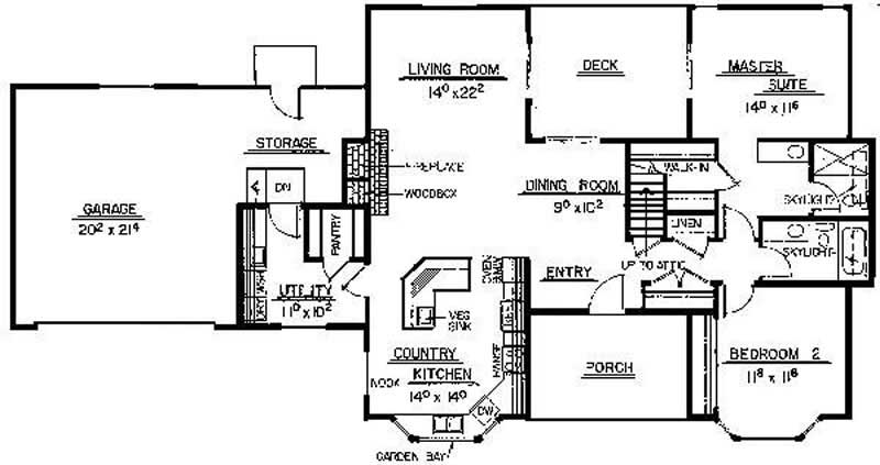 Floor Plan First Story of French Plan #145-1196