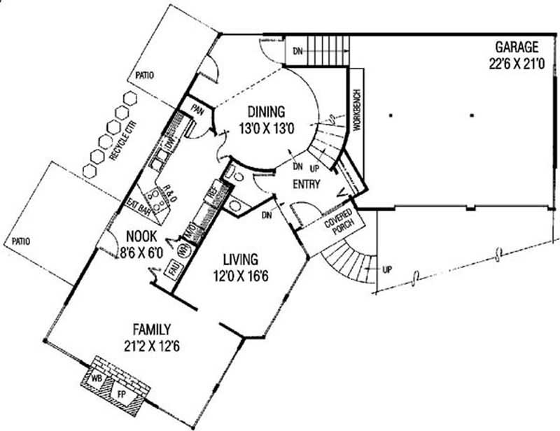 Floor Plan First Story of Coastal Plan #145-1197