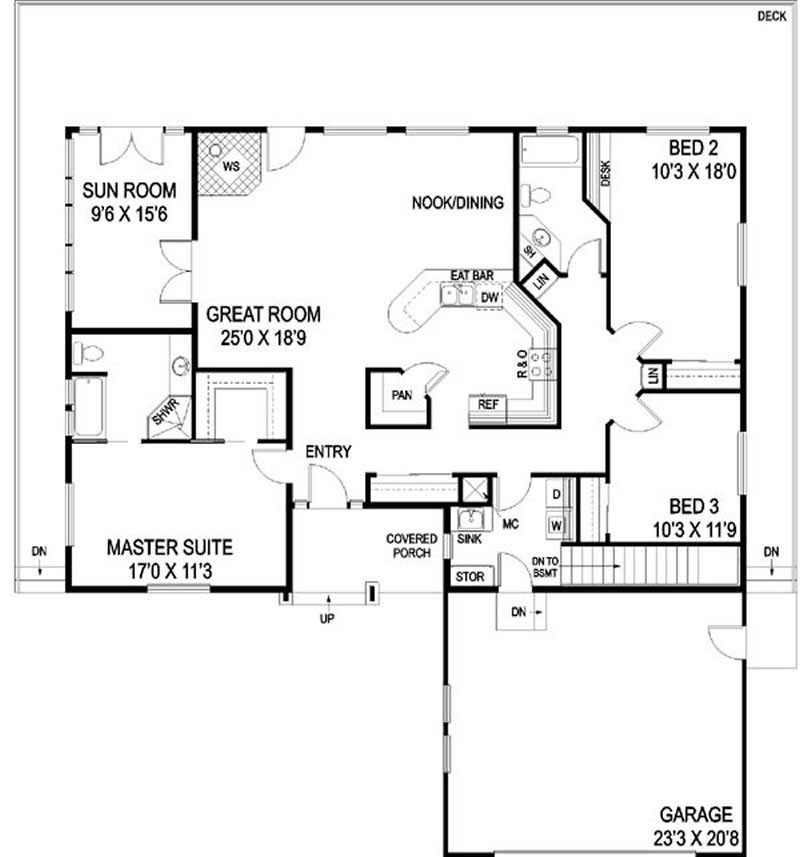 Floor Plan First Story of Luxury Plan #145-1200
