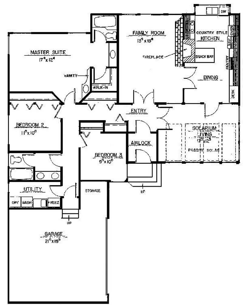 Floor Plan First Story of Ranch Plan #145-1201