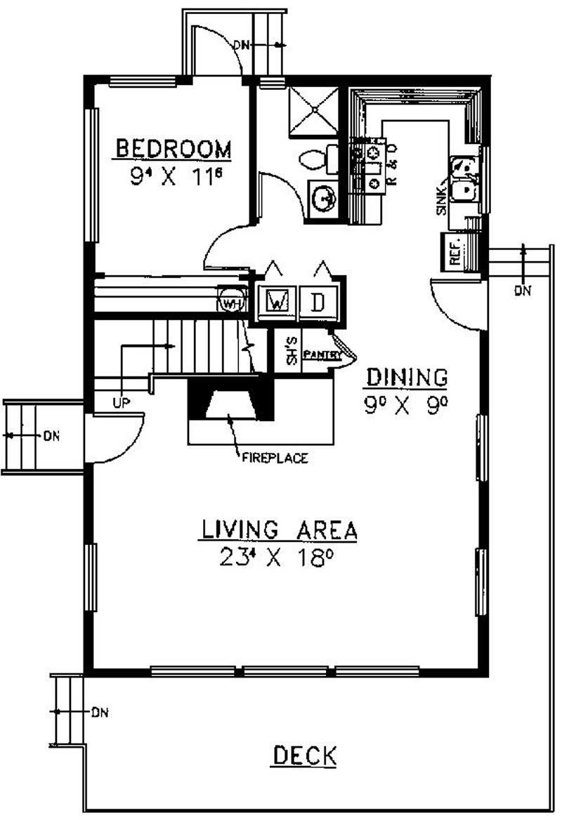 Floor Plan First Story of Log Cabin Plan #145-1202