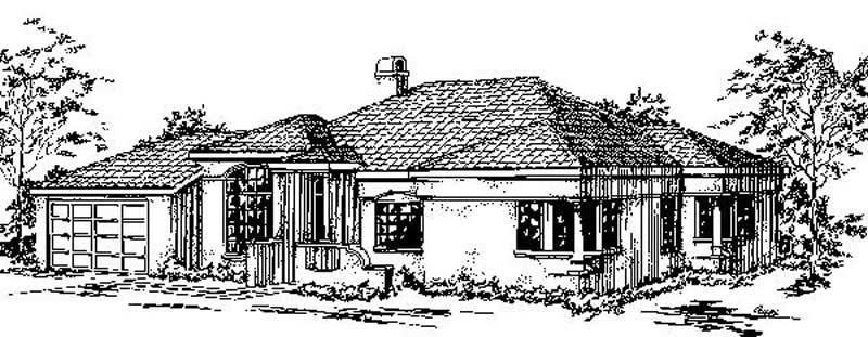 Front view of Mediterranean home (ThePlanCollection: House Plan #145-1203)