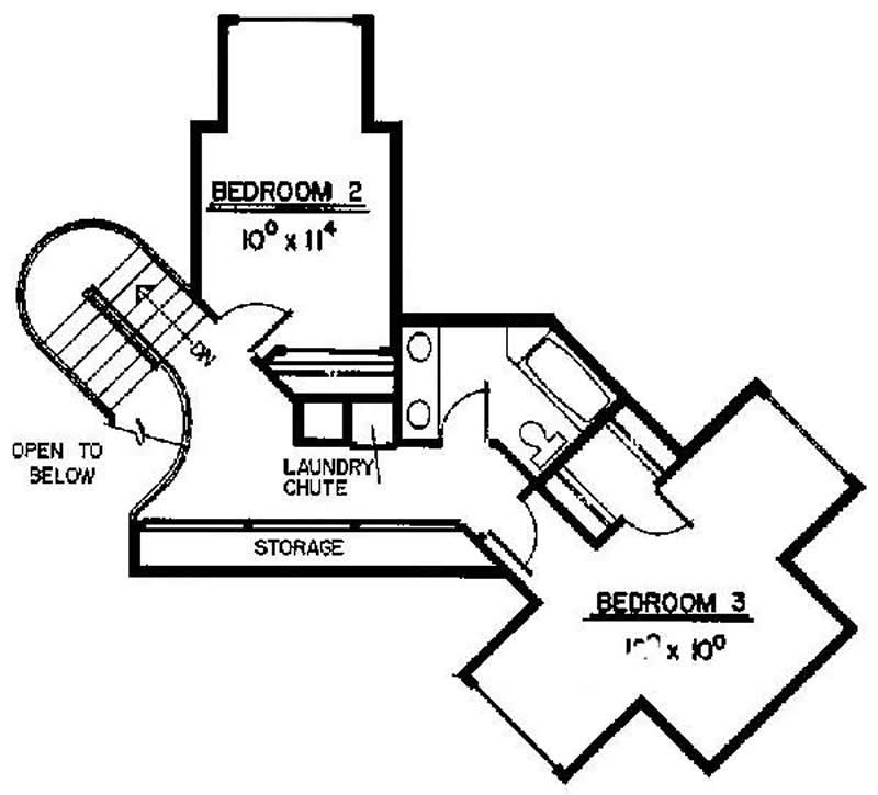 Floor Plan Second Story of Traditional Plan #145-1204