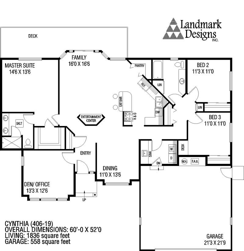 Floor Plan First Story of Contemporary Plan #145-1206