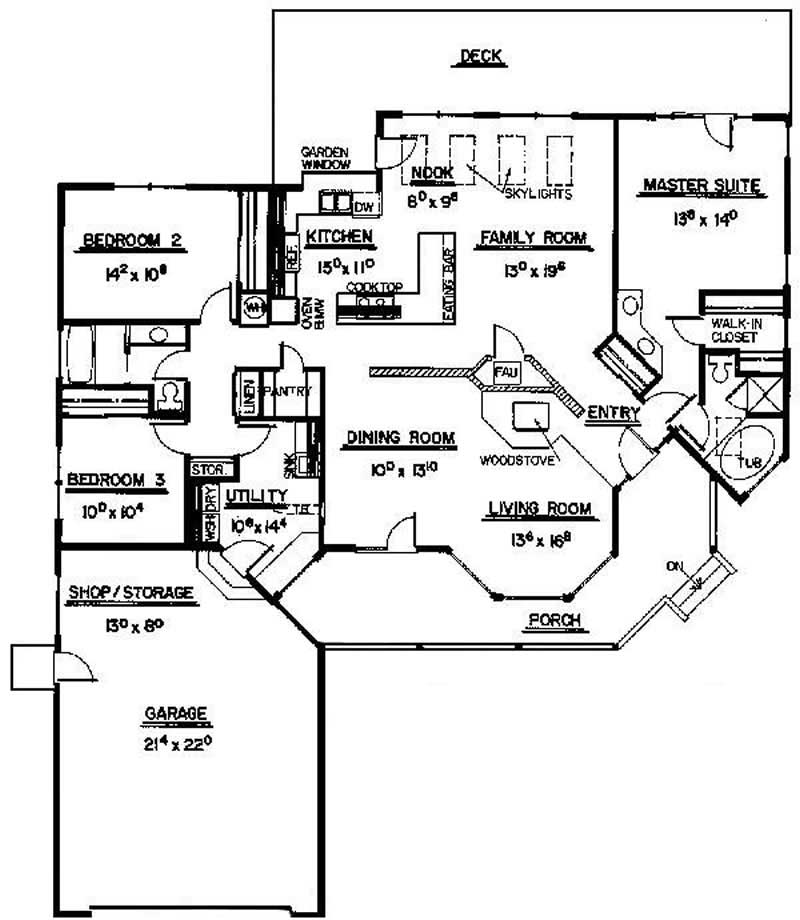 Floor Plan First Story of Country Plan #145-1210