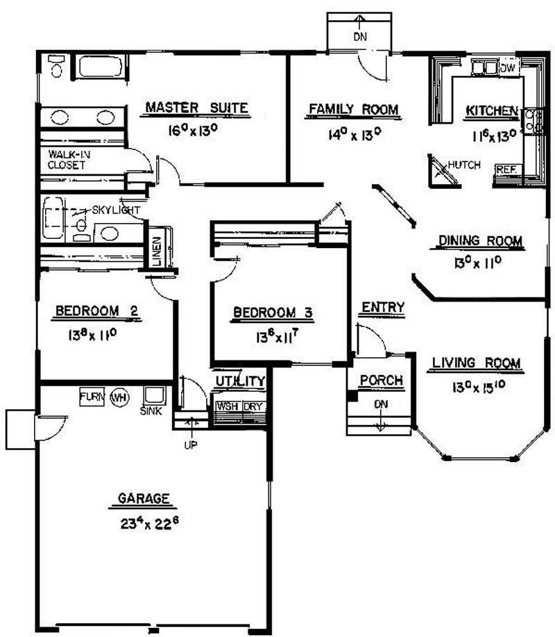 Floor Plan First Story of Ranch Plan #145-1216