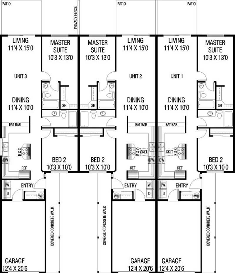 Floor Plan First Story of Multi-Unit Plan #145-1218