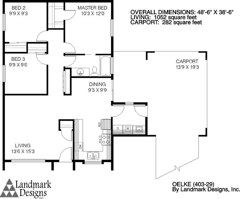 Floor Plan First Story of Ranch Plan #145-1219