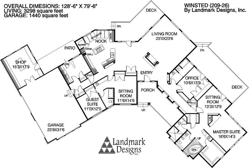 Floor Plan First Story of Ranch Plan #145-1222