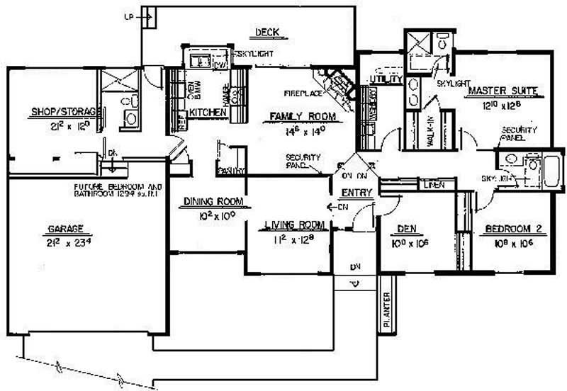 Floor Plan First Story of Ranch Plan #145-1223