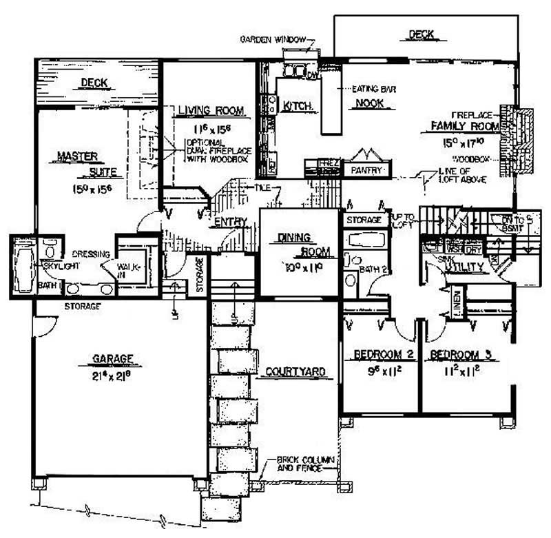Floor Plan First Story of Log Cabin Plan #145-1224