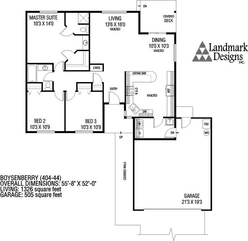 Floor Plan First Story of Ranch Plan #145-1225