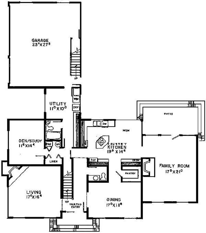 Floor Plan First Story of Country Plan #145-1227