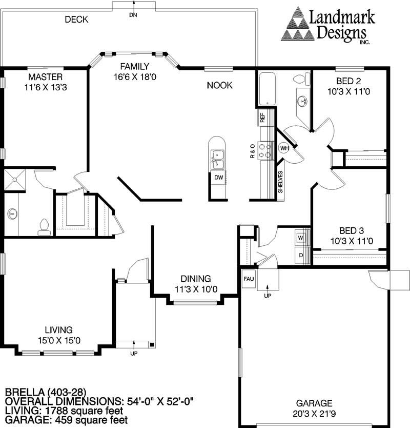 Floor Plan First Story of Ranch Plan #145-1234
