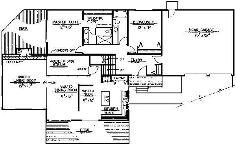 Floor Plan First Story of Log Cabin Plan #145-1241