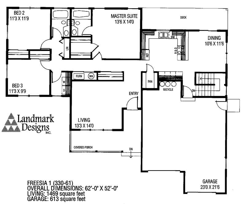 Floor Plan First Story of Small House Plans #145-1251