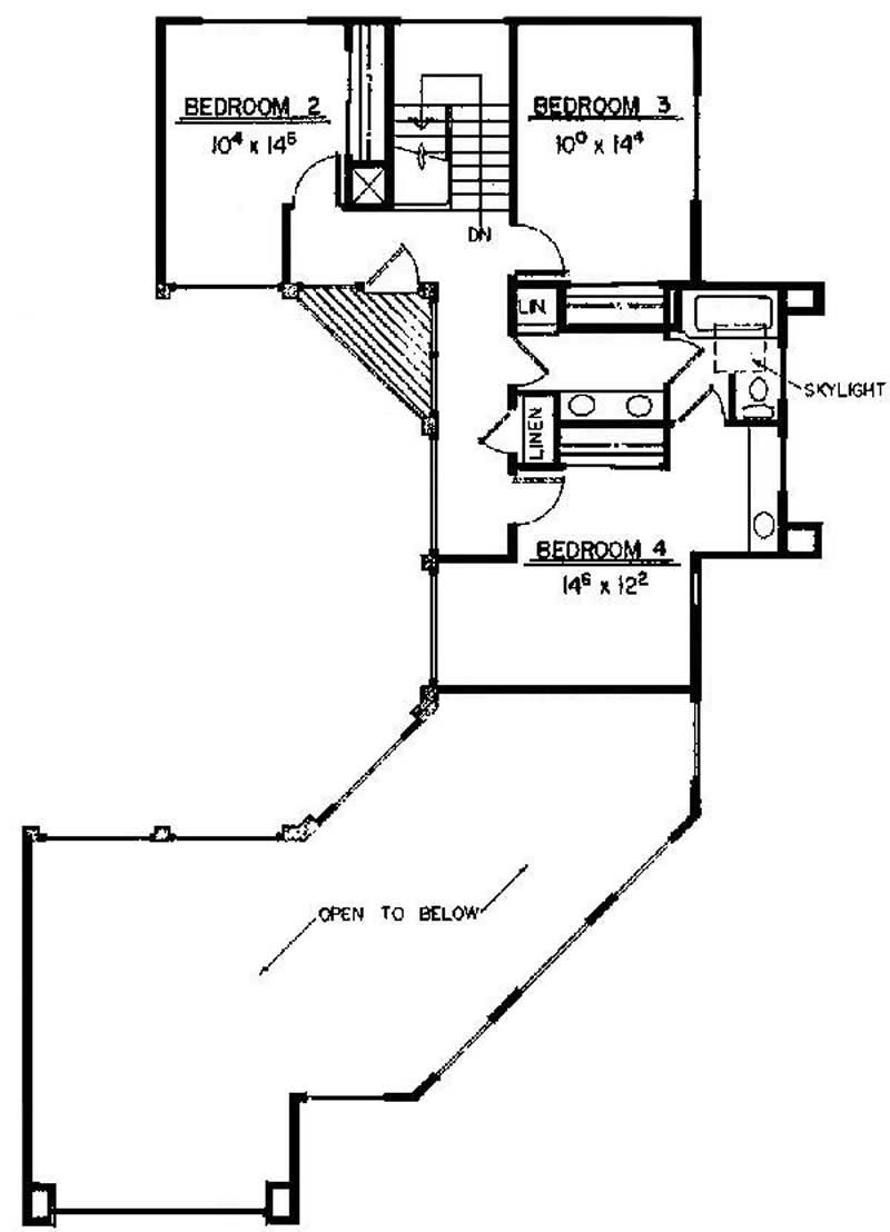 Floor Plan Second Story of Southwest Plan #145-1269