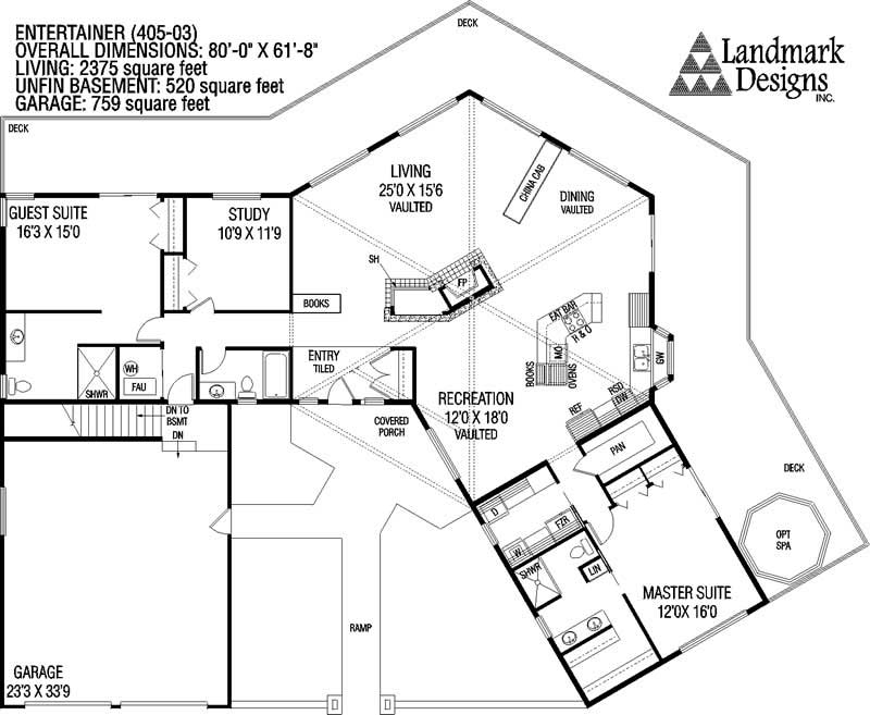 Floor Plan First Story of Contemporary Plan #145-1270