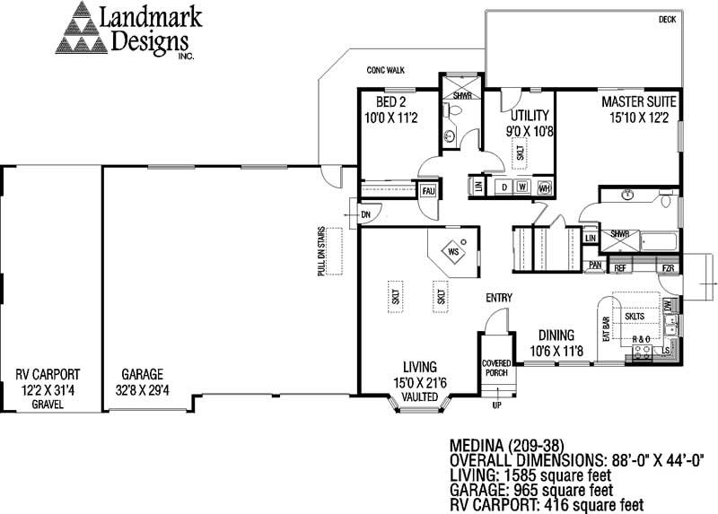 Floor Plan First Story of Contemporary Plan #145-1271